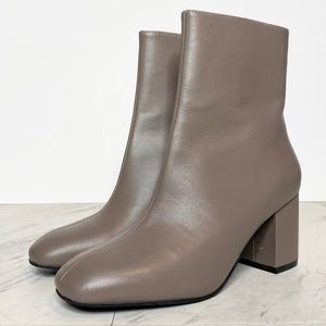 Intentionally Blank Gray Leather Bootie 7